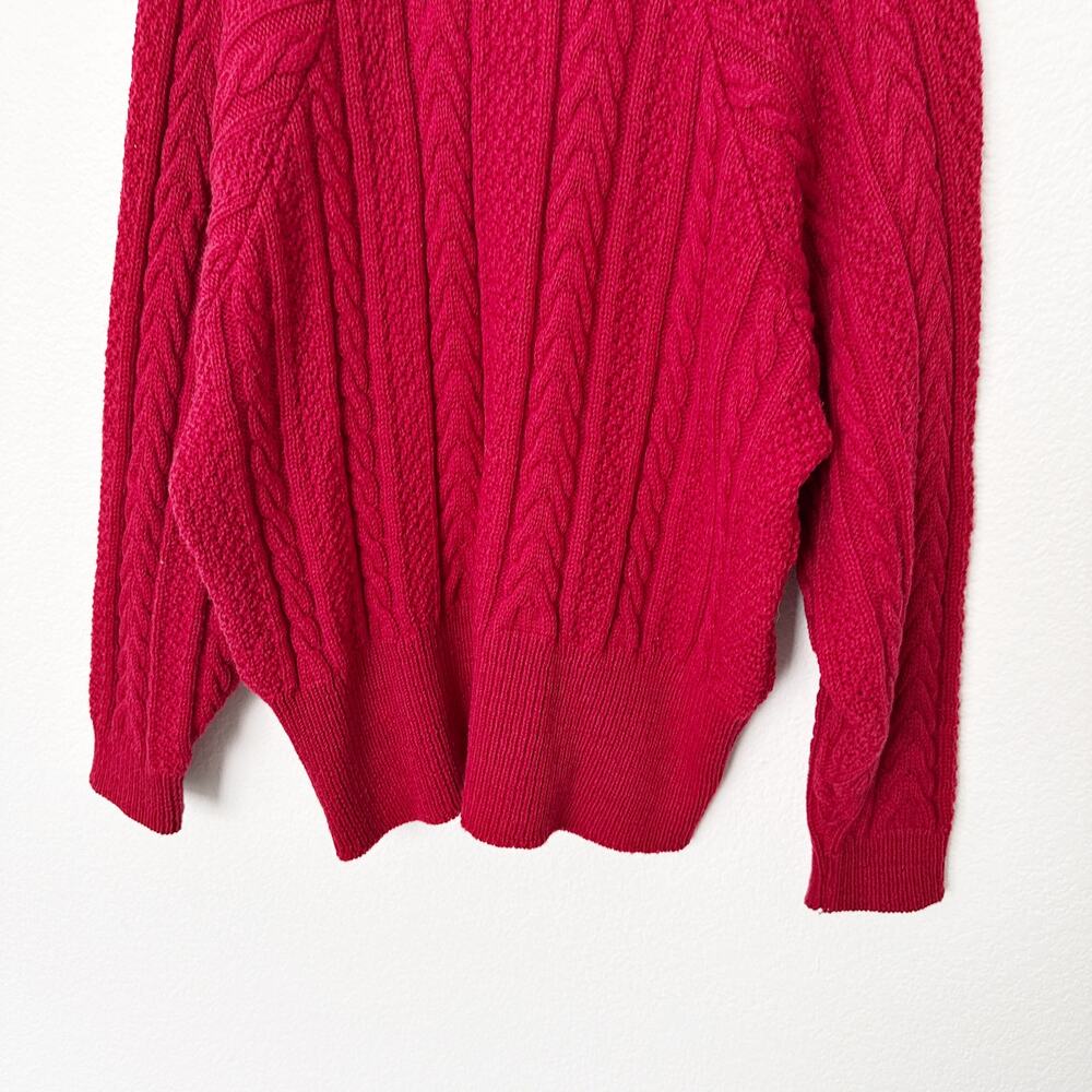 [Pendleton] Red Virgin Wool Cable Knit Grandpa Ca… - image 6